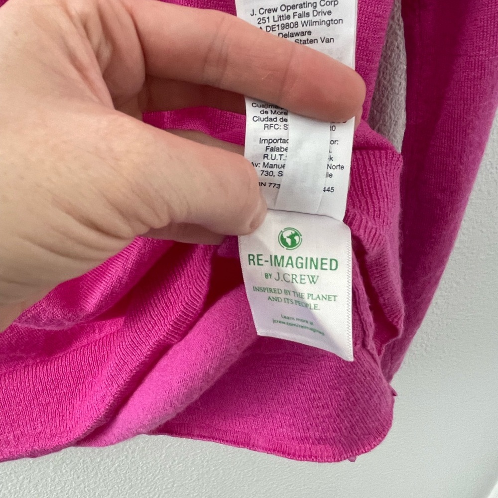 J. Crew Vibrant Pink Crew Neck Merino Wool Sweater - Picture 5 of 6